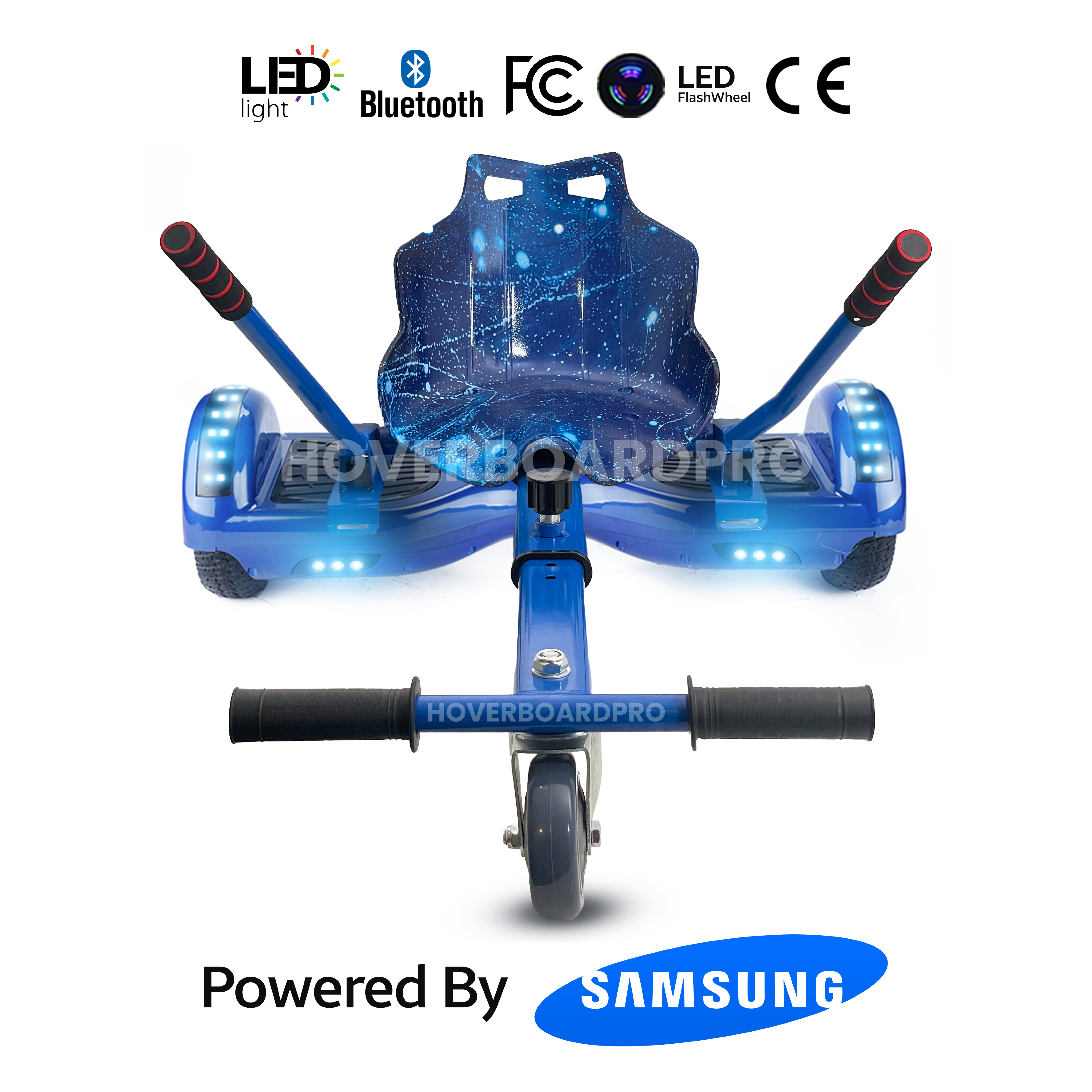 Hoverkart Blue Galaxy Bundle Blue 6.5 Bluetooth Hoverboard