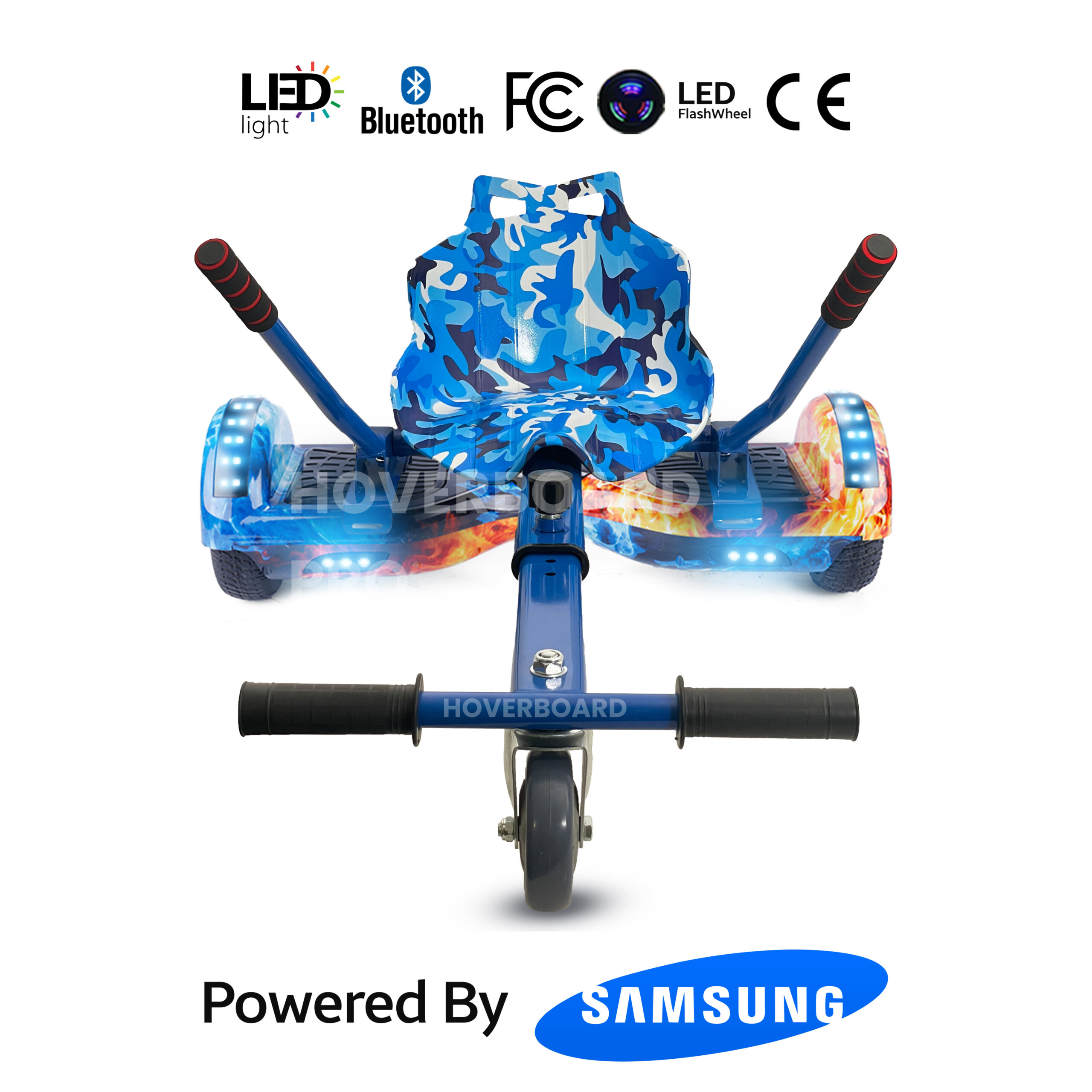 Hoverkart Blue Camo Bundle Blue Ice 6.5 Bluetooth Hoverboard