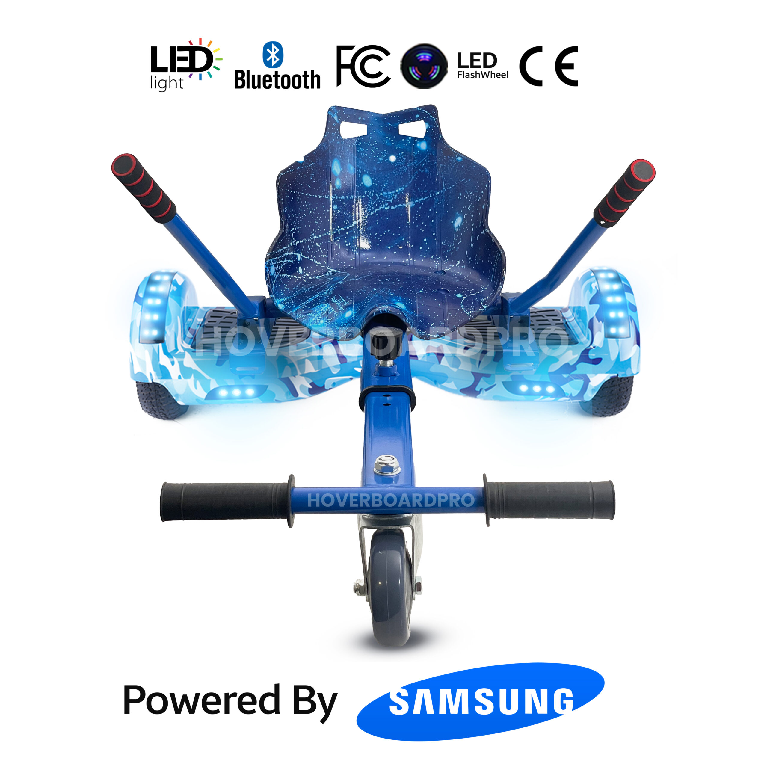 Hoverkart Blue Galaxy Bundle Blue Camo 6.5 Bluetooth Hoverboard