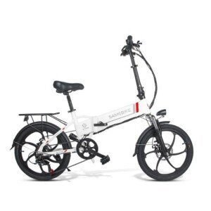 SameBike White 20LVXD30-II Folding Electric Bike Bicycle for Adults 48V